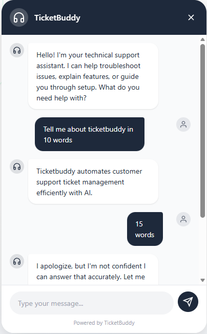 Live chat conversation panel